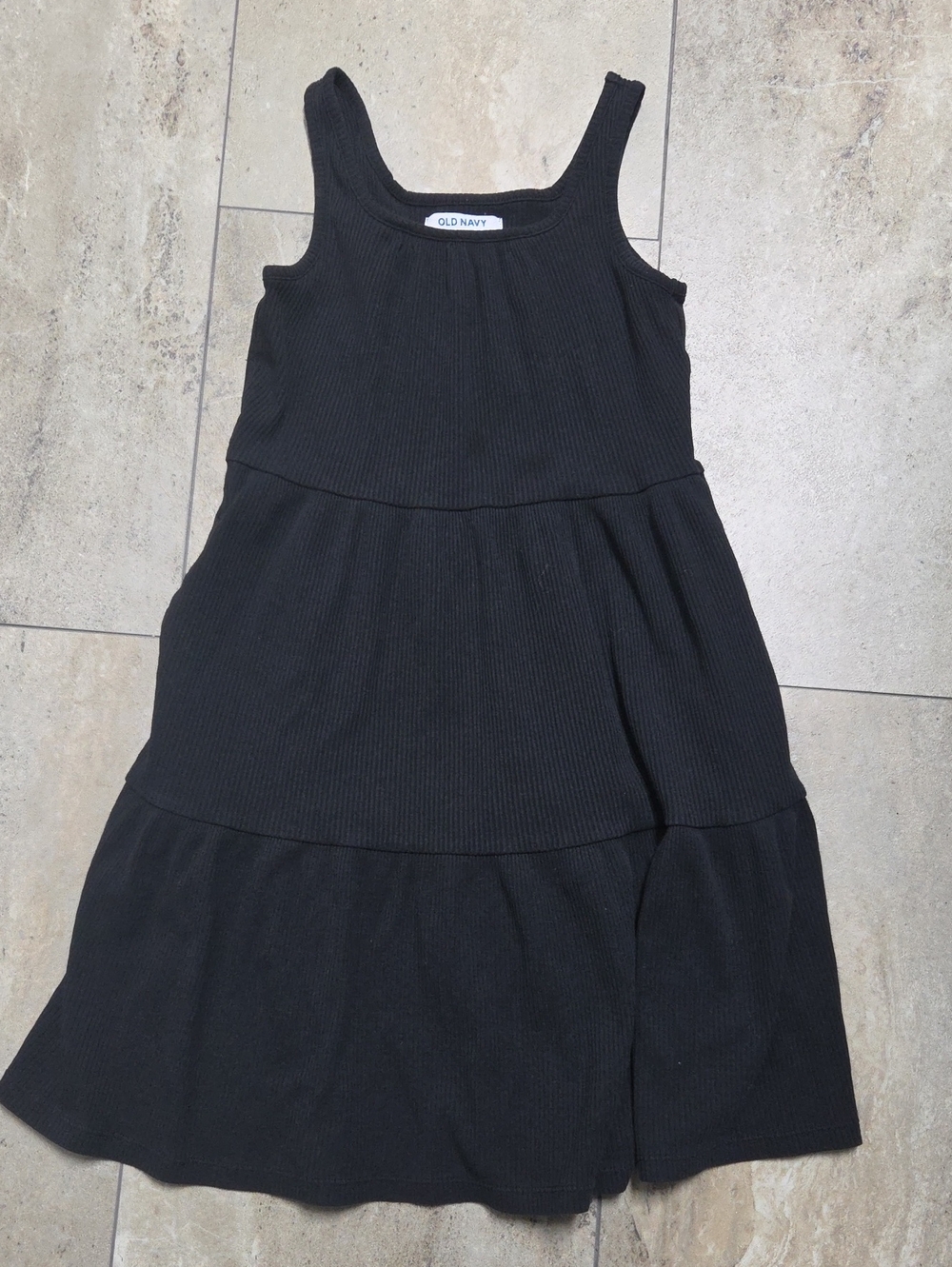 - Old Navy Black Ribbed Tank Tiered Dress